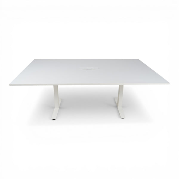Helhvit Møtebord 200x120, m/sentrert kabelluke