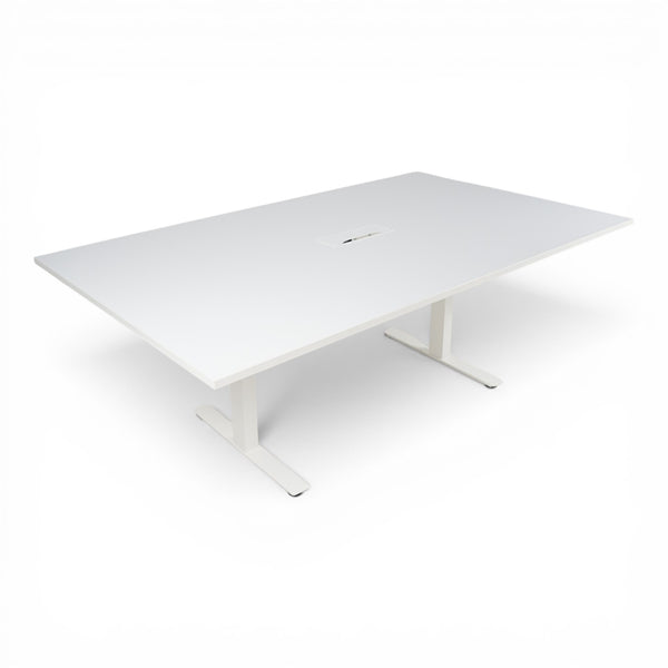 Helhvit Møtebord 200x120, m/sentrert kabelluke