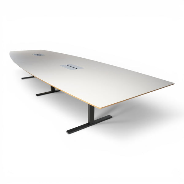 Møtebord beige 450x110-140cm, sort understell