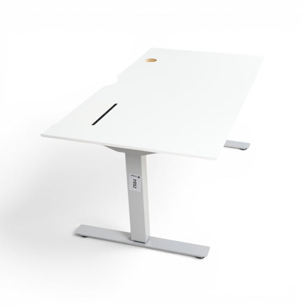 Elektrisk hev/senk skrivebord med hvit bordplate, grå understell 140x80cm
