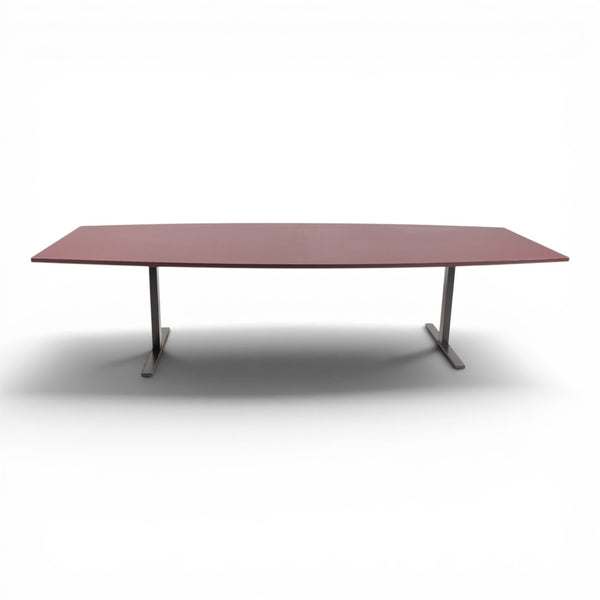 Møte-/kantinebord 240x90-120cm, Burgunder bordplate med sort understell