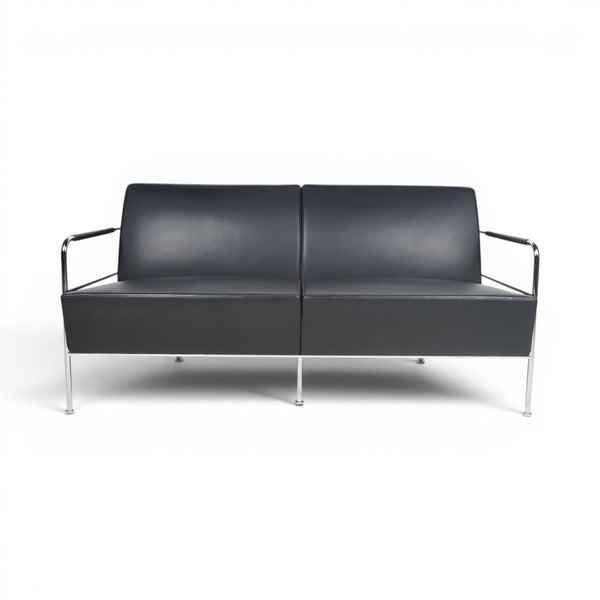 Loungesofa i skinn, 2-seter, sort