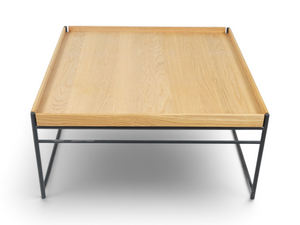 Loopr AS Blå Station Unit L161 salongbord i eik med sort metallunderstell, 78x78 cm kvadratisk design