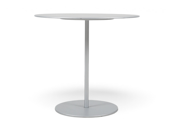 Loopr AS Cassina sidebord i grå metall med rund bordplate og sentrert søylefot, 50 cm i diameter og 45 cm høyde.