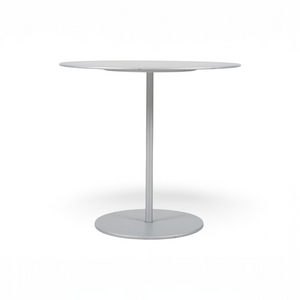 Loopr AS Cassina sidebord i grå metall med rund bordplate og sentrert søylefot, 50 cm i diameter og 45 cm høyde.