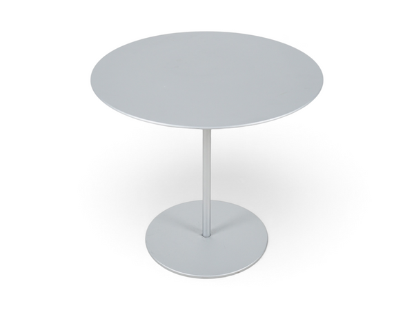 Loopr AS Cassina sidebord i grått metall med rund bordplate og sentrert søylefot