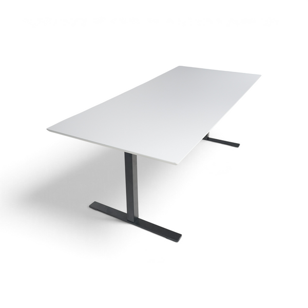 Loopr AS Dencon Delta møtebord med grå bordplate og sort understell, 200x90 cm, moderne design for kontor.
