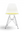 Eames Plastic Chair fra Vitra med hvitt skall og grønn sittepute, sett skrått forfra