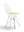 Hvit Eames-stol fra Vitra med grønn sittepute og Eiffel-understell i krom