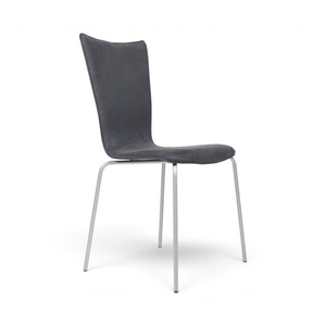 Loopr AS grå spisestol med moderne design, polstret sete og slanke metallben sett fra siden