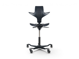 Loopr AS HÅG Capisco Puls 8010 kontorstol i sort plast med ergonomisk utforming og sort understell