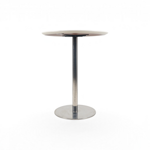 Loopr AS barbord med hvit rund bordplate og sølvfarget understell i metall, 90 cm diameter og 113 cm høyde.
