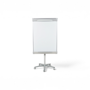 Loopr AS hvit whiteboard på et grått stativ med hjul for kontorbruk