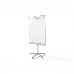 Loopr AS hvit whiteboard på et grått stativ med hjul for enkel flytting i kontorlandskap