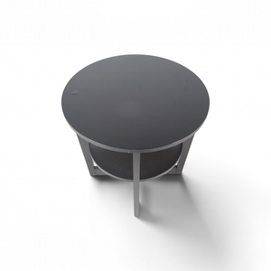 Loopr AS IKEA VEJMON rundt loungebord i sort tre med praktisk hylle under bordplaten
