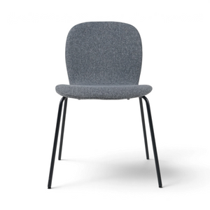 IKEA KARLPETTER stol med grått polstret sete og rygg og slanke sorte metallbein