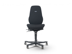 Loopr AS Kinnarps 8000 kontorstol i sort tekstil med ergonomisk ryggstøtte og hjulbase uten armlener