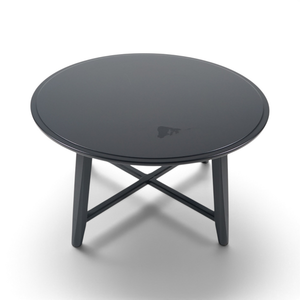 KRAGSTA sort sofabord med kryssunderstell, 90 cm diameter