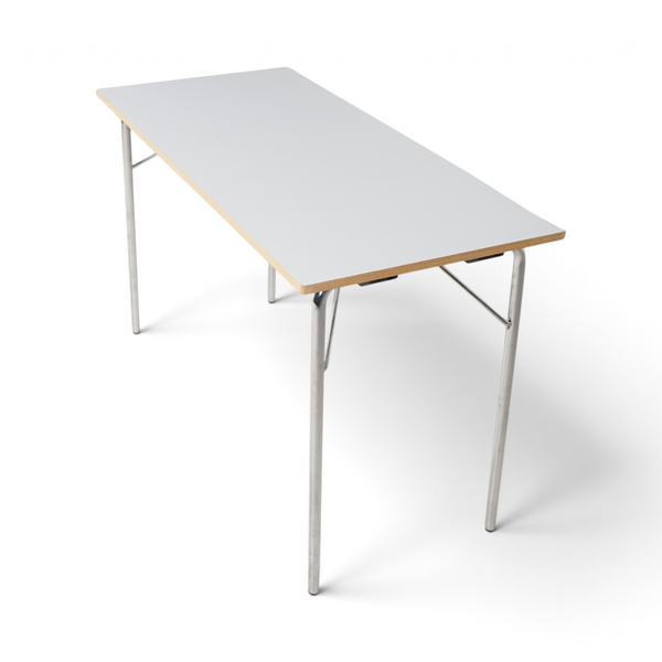 Loopr AS Materia klappbord med hvit bordplate og sølvfargede metallben, 120x55 cm