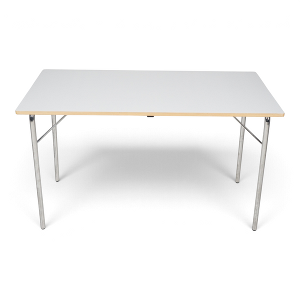 Loopr AS Materia klappbord med hvit bordplate og sølvfargede metallben, 120x55 cm