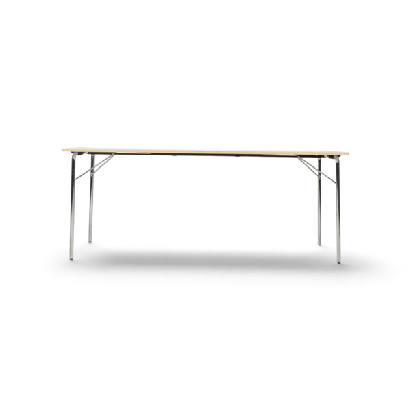 Loopr AS Materia klappbord med hvit bordplate og sølvfargede metallben, 180x55 cm