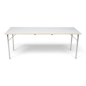 Loopr AS Materia klappbord med hvit bordplate og sølvfargede metallben, 180x55 cm