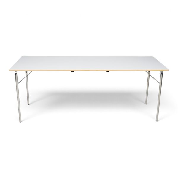 Loopr AS Materia klappbord med hvit bordplate og sølvfargede metallben, 180x55 cm