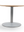 Rundt sidebord med lys treplate og grått understell, 70 cm diameter