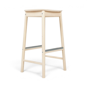 Loopr AS RÖNNINGE barkrakk i lys eik med metallstøtte for føttene, 75 cm høy, minimalistisk skandinavisk design.