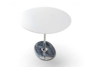 Loopr AS rundt kafébord med hvit bordplate og sølvfarget metallfot, 80 cm diameter