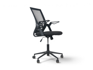 Loopr AS sort kontorstol med nettingrygg, justerbare armlener og hjul for ergonomisk støtte på kontoret.