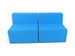 Refurnish by Loopr Ahrend modulær loungesofa i mørkeblått tekstil med to seter og moderne minimalistisk design