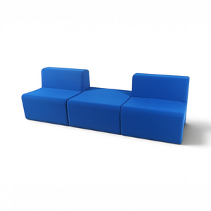 Refurnish by Loopr Ahrend modulær loungesofa i lyseblått tekstil med to ryggstøtter og et midtsete