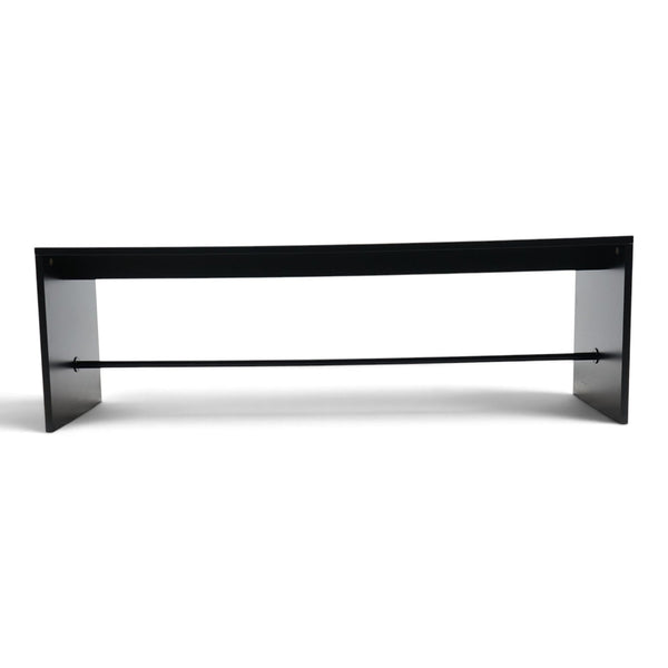 Refurnish by Loopr arbord black minimalist bench with a sleek horizontal support bar on a white background