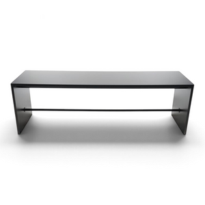 Refurnish by Loopr arbord black minimalist bench with a sleek rectangular design and thin metal support rod