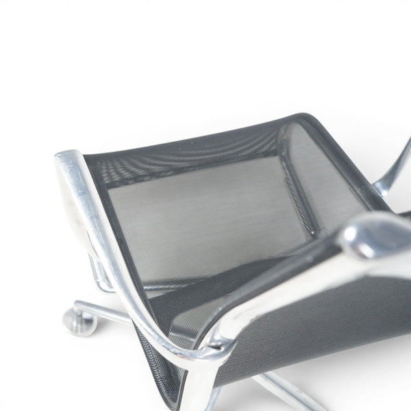 Refurnish by Loopr black mesh conference chair with chrome frame and wheels