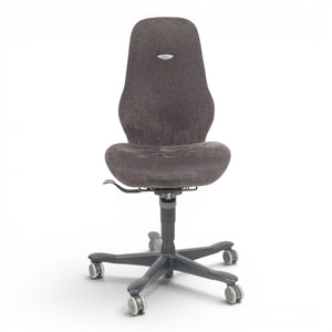 Refurnish by Loopr brown fabric office chair, model 8000 series, with adjustable height and lumbar support.