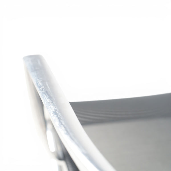 Refurnish by Loopr conference chair with a silver metal frame and grey seat.