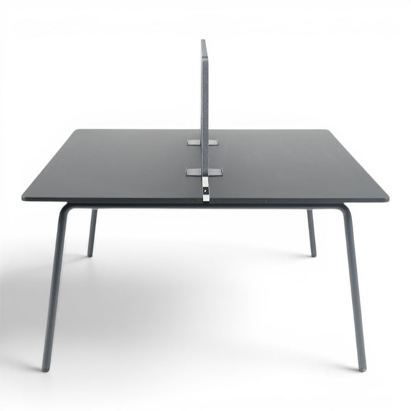 Refurnish by Loopr dark grey square desk with divider, 140x140cm, modern office furniture