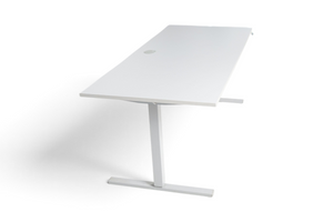 Refurnish by Loopr electric height-adjustable desk with a grey laminate top and grey frame, 180x80 cm