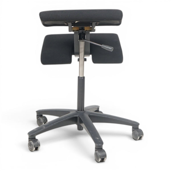 Refurnish by Loopr black ergonomic kneeling chair with adjustable seat and casters