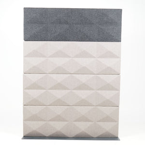 Refurnish by Loopr grey and beige felt acoustic screen with geometric pattern