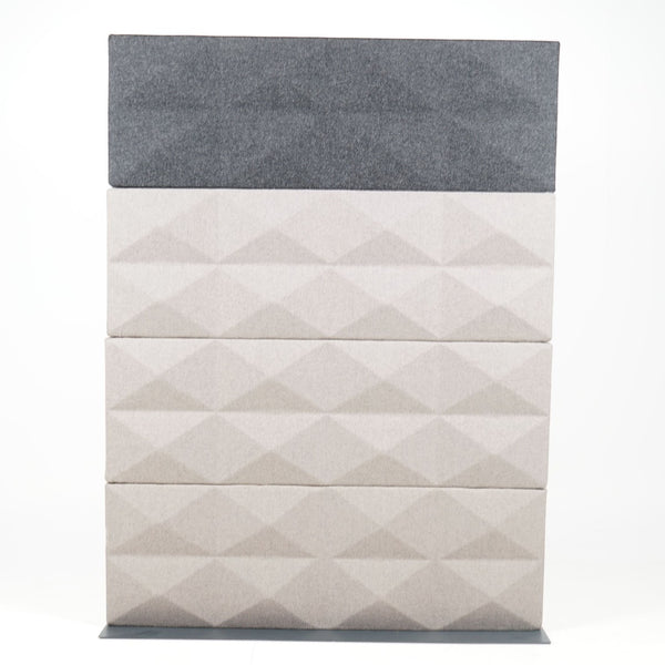 Refurnish by Loopr grey and beige felt acoustic screen with geometric pattern