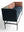 Refurnish by Loopr Foraform Barsofa with multi-colored fabric upholstery in blue, peach, and sage on a black frame.