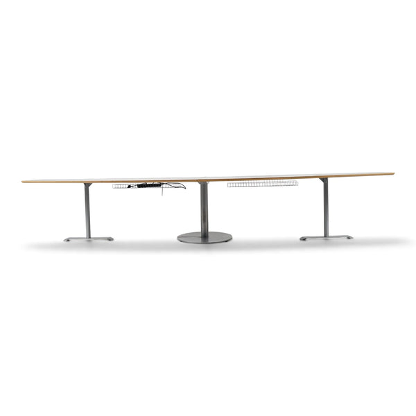 Refurnish by Loopr 400 cm long grey conference table with integrated cable management and sturdy metal base