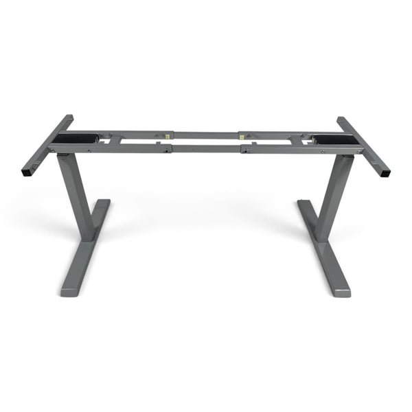 Refurnish by Loopr grey electric height-adjustable desk frame with Linak motorized columns for office workstations.