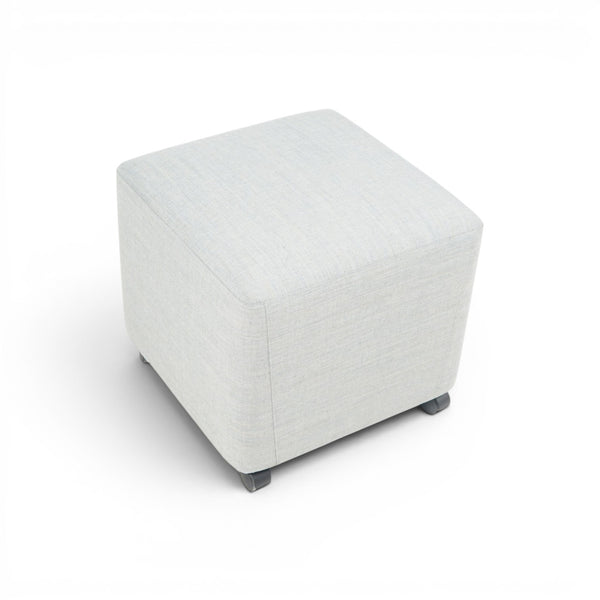 Refurnish by Loopr light grey fabric upholstered square ottoman with black feet