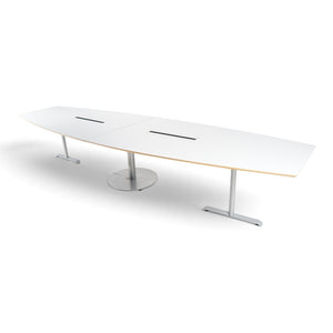 Refurnish by Loopr 400 cm grey laminate meeting table with integrated cable management and metal base