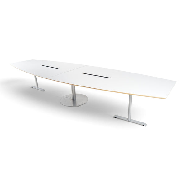 Refurnish by Loopr 400 cm grey laminate meeting table with integrated cable management and metal base