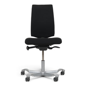 Refurnish by Loopr ergonomic black fabric office chair by HÅG with adjustable height and five-star wheeled base